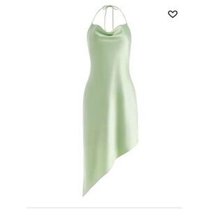 alice + olivia Harmony asymmetric slip dress green  small